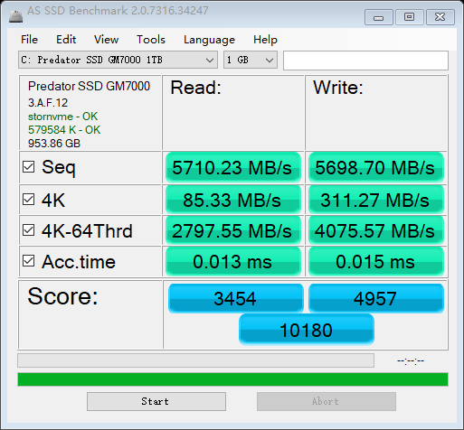 as-ssd-bench分区500g测试